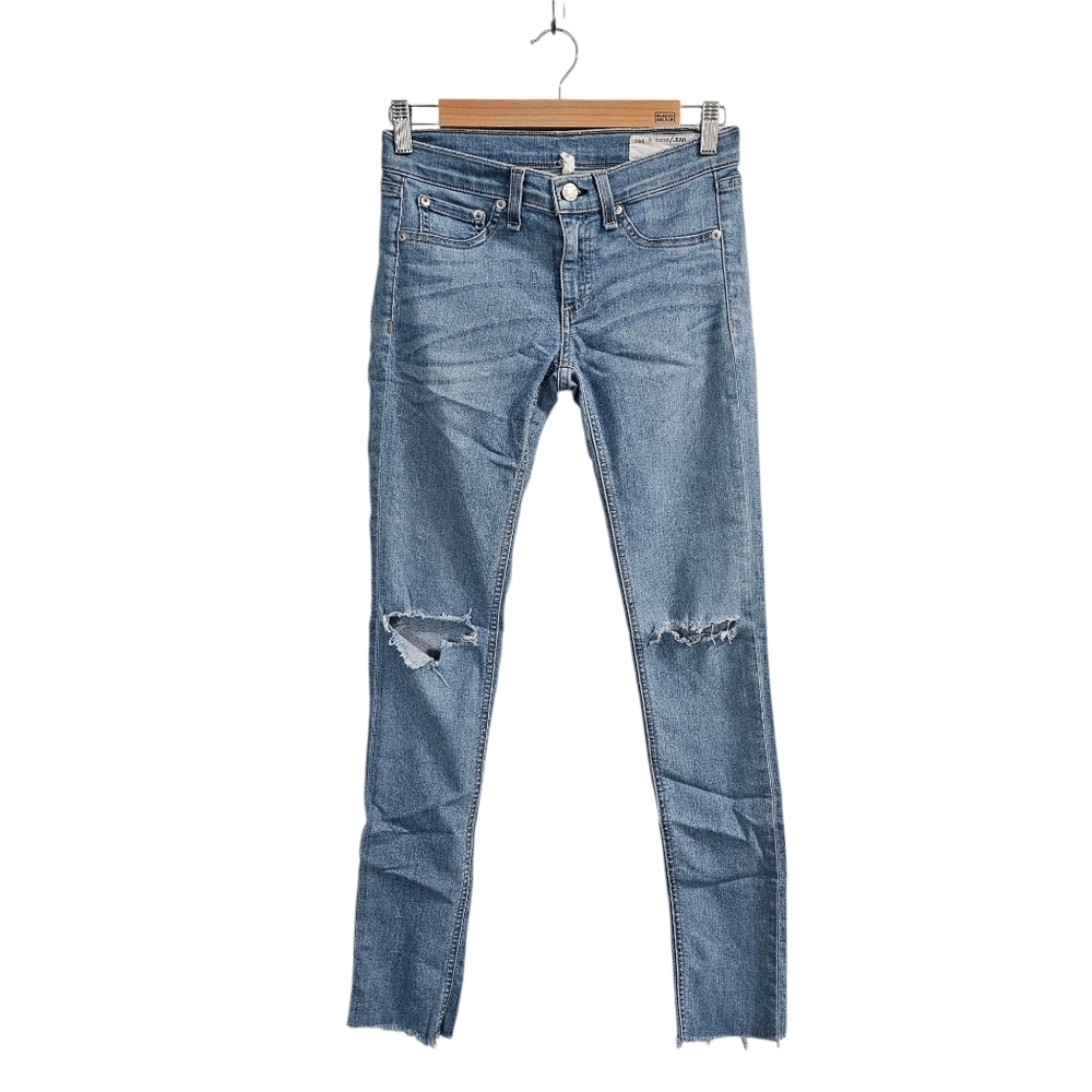 Rag & Bone Distressed Cate Skinny Jeans In Birdie Blue Size 25